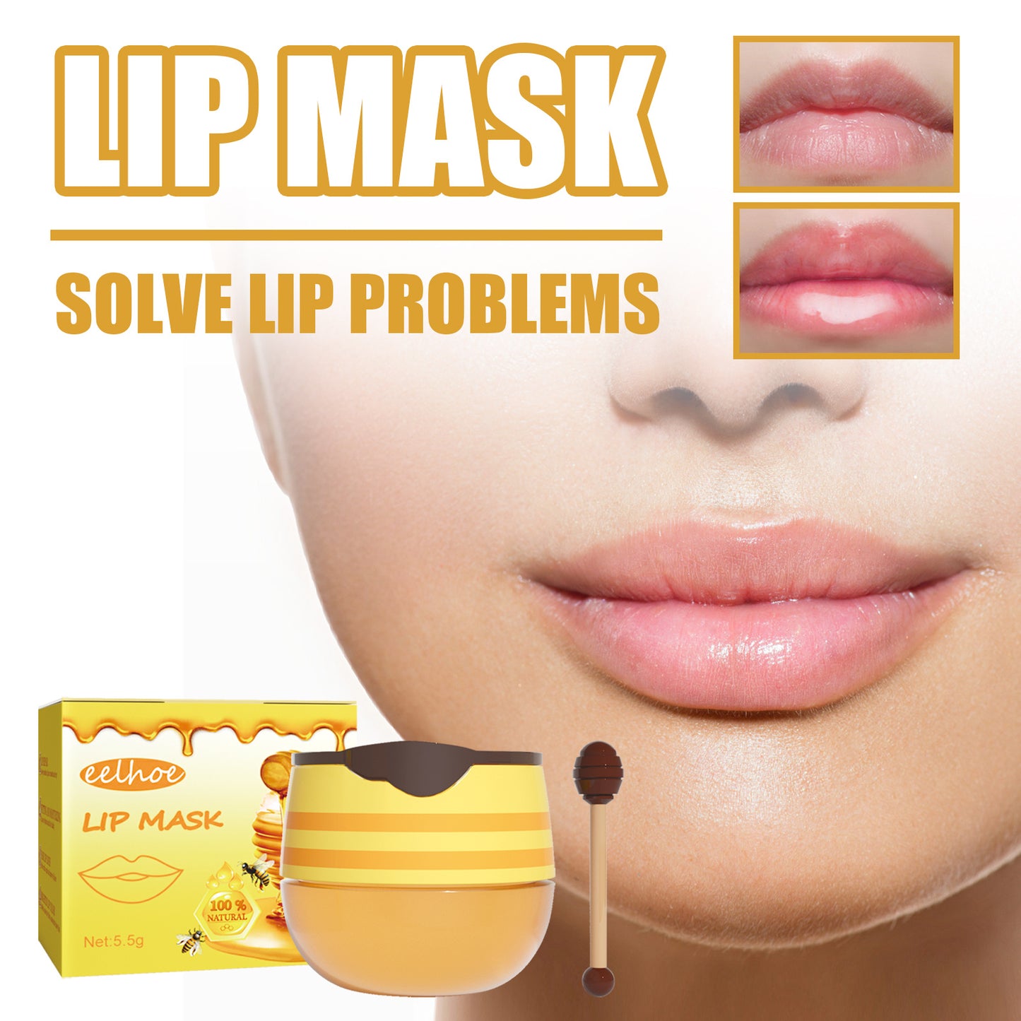 EELHOE Honey Lip Mask – Exfoliating & Moisturizing Bee Lipstick for Soft, Bright Lips