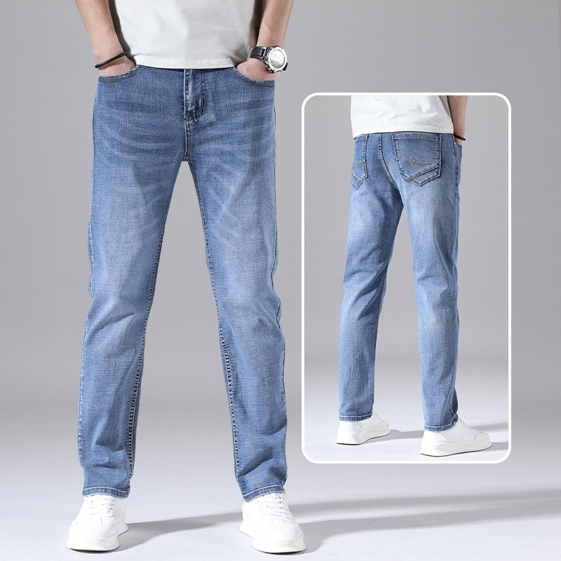 Men’s Retro Thin Straight-Leg Jeans – Lightweight & Laid-Back Comfort