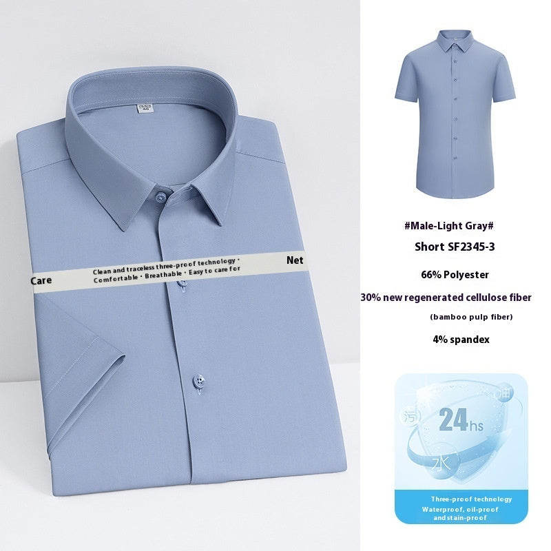 Men’s Three-Proof Bamboo Fiber Long-Sleeve Shirt – Water, Oil & Stain Resistant