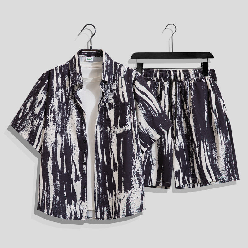 Men’s Hong Kong-Style Retro Printed Short-Sleeve Shirt – Bold & Nostalgic