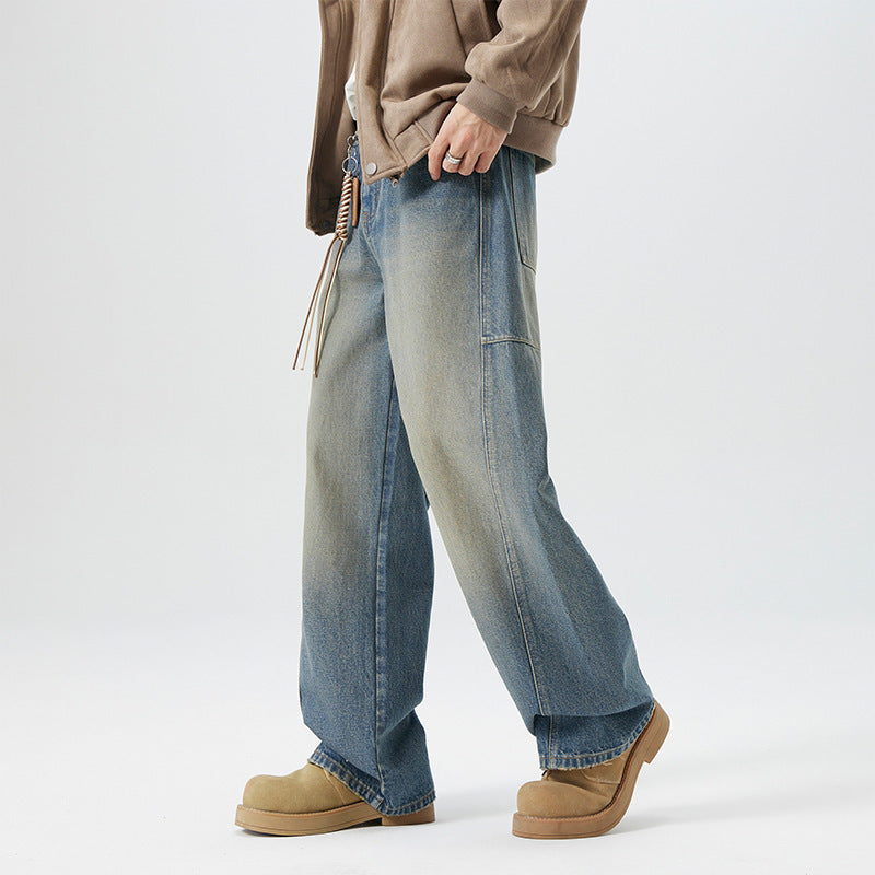 Men’s Retro Straight Fit Jeans – Personalized Urban Streetwear Look