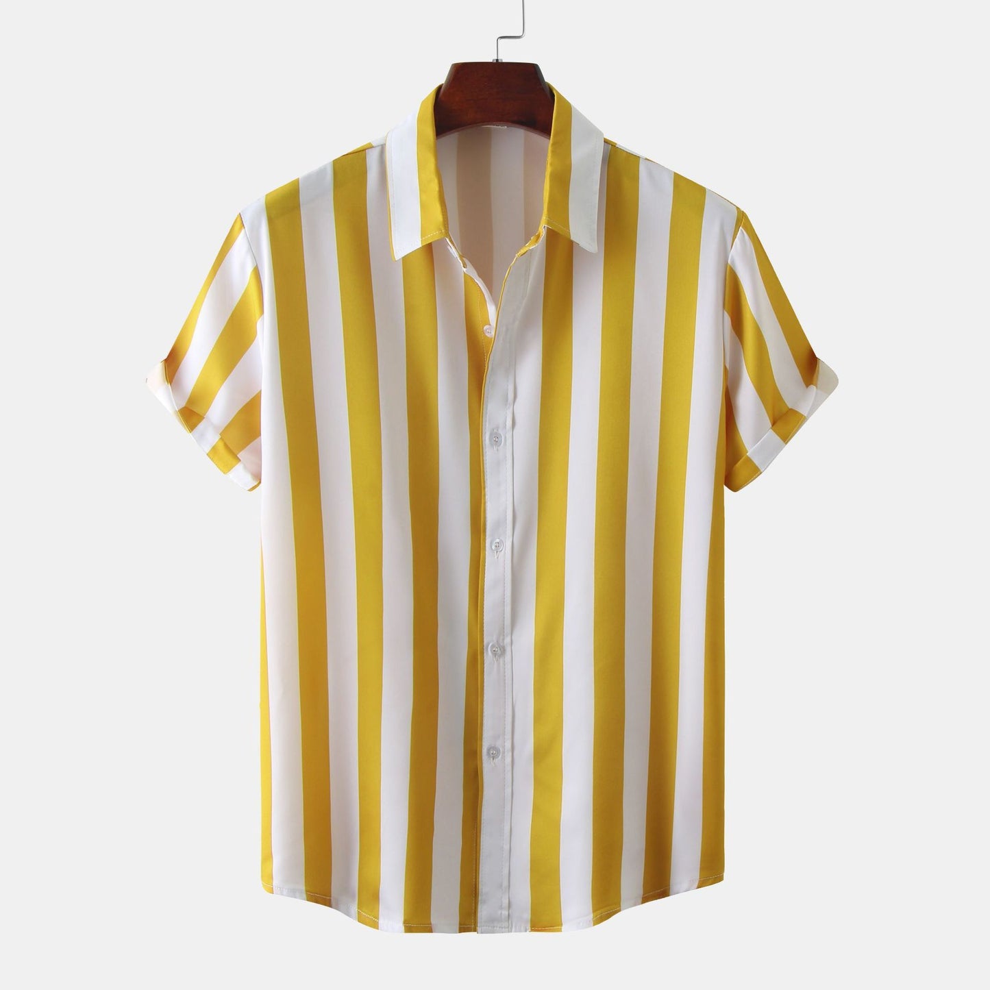 Men’s 3D Printed Short Sleeve Turn-Down Collar Shirt – Loose Fit Cotton Blend