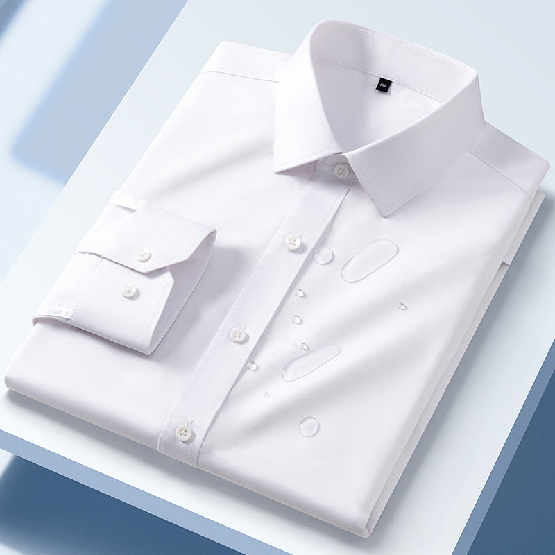 Men’s Seamless Three-Proof Long-Sleeve Shirt – Waterproof, Anti-Oil & Anti-Wrinkle