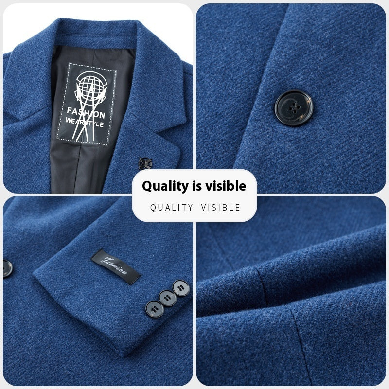 Men’s Slim‑Fit Mid‑Length Woolen Overcoat – Elegant & Versatile Winter Coat