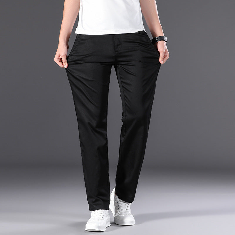 Men’s High Waist Summer Trousers – Plus Size Loose Fit & Breathable Business Pants