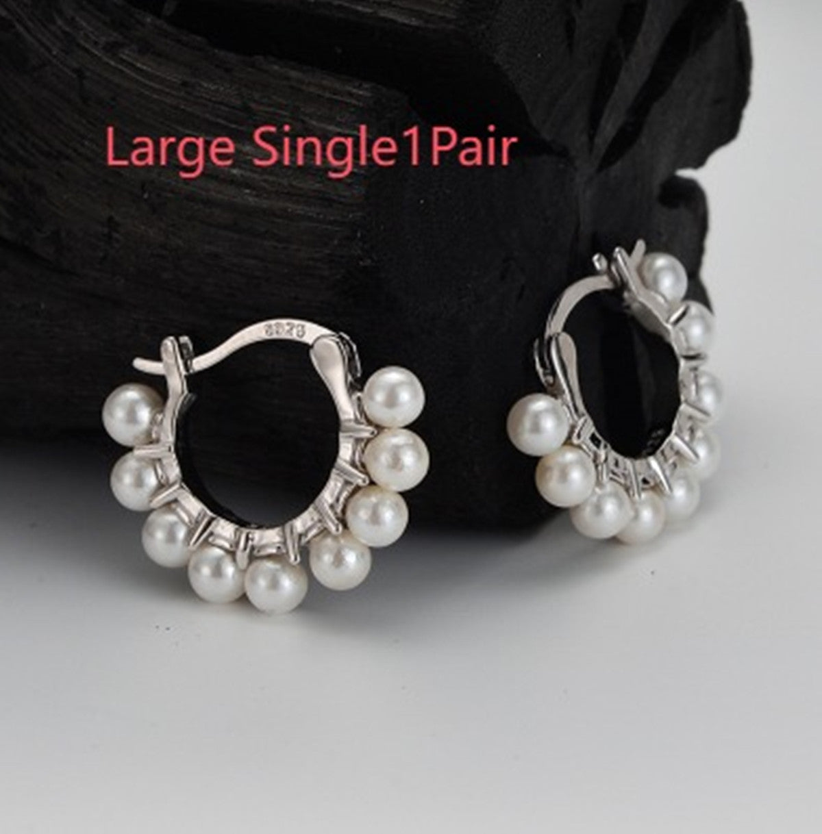 Simple Sterling Silver Inlaid Shell Pearls Ear Clip Women's Fashionable Geometric Earrings