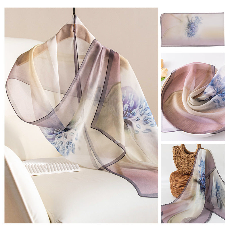 Silk Scarf Women's Mulberry Silk Printed Shawl