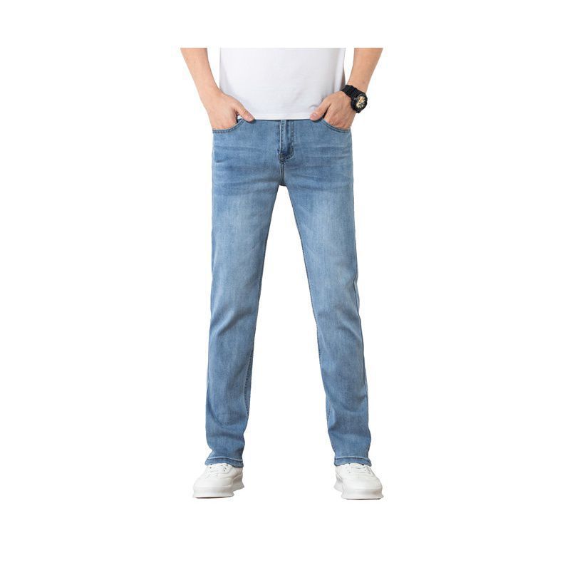 Men's Slim Fit Elastic Trend Jeans – Casual Straight Denim for Youth
