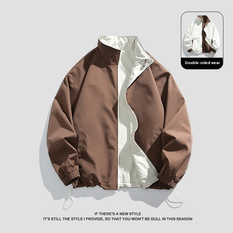 Reversible Coat Men's Loose Lapels Workwear Casual Jacket Sports Top