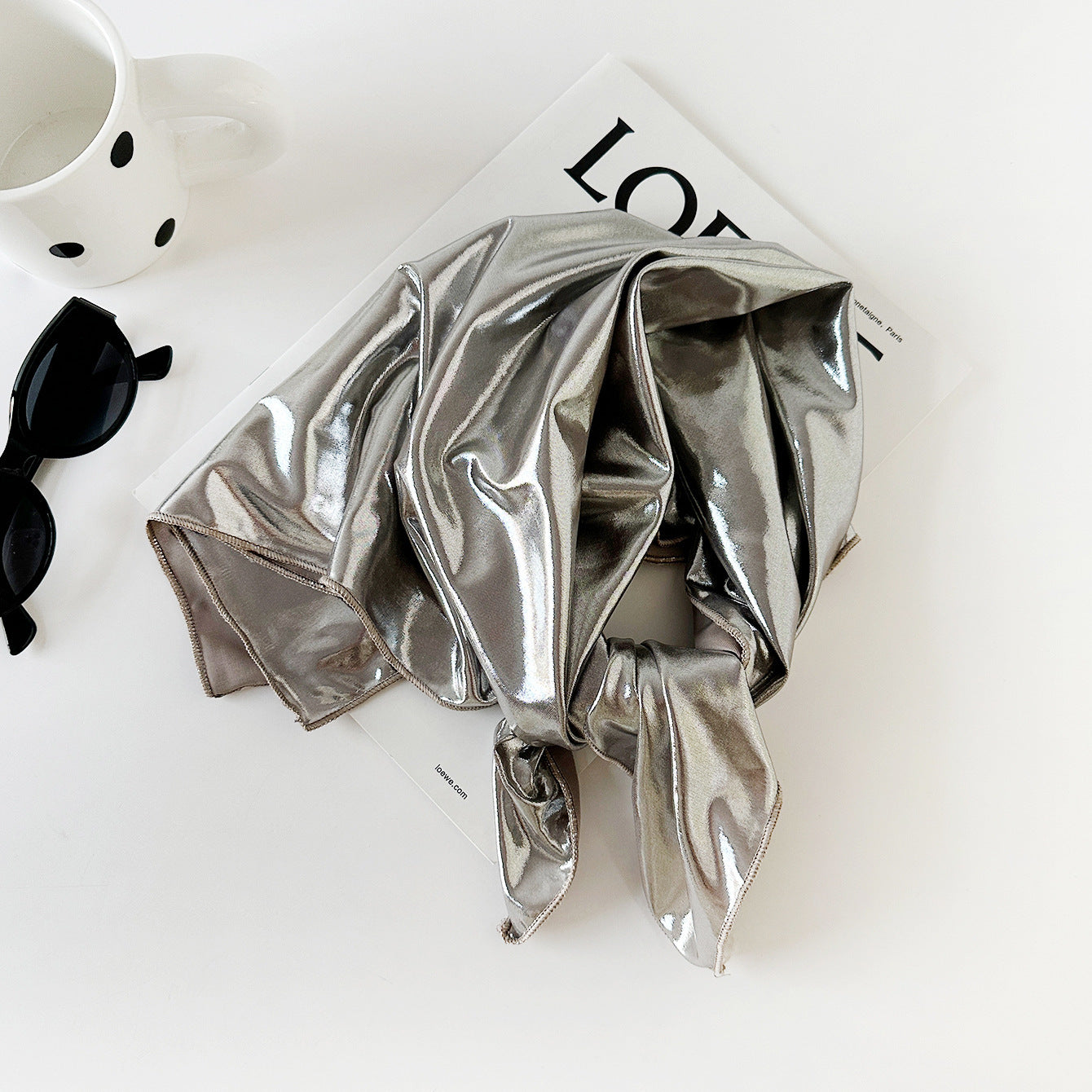 Liquid Silver Toe Cap Headscarf Y2g Square Scarf Wrapped Chest
