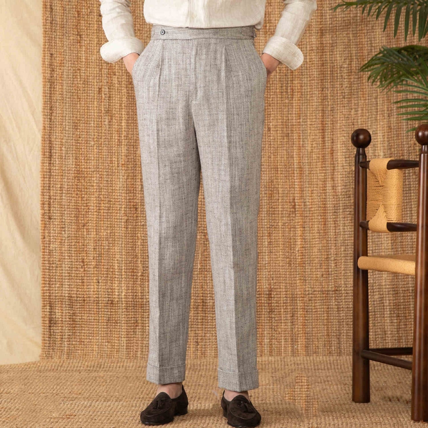 Men’s Cotton-Linen Breathable Straight Pants – High Waist Casual Summer Trousers | NYLIXA