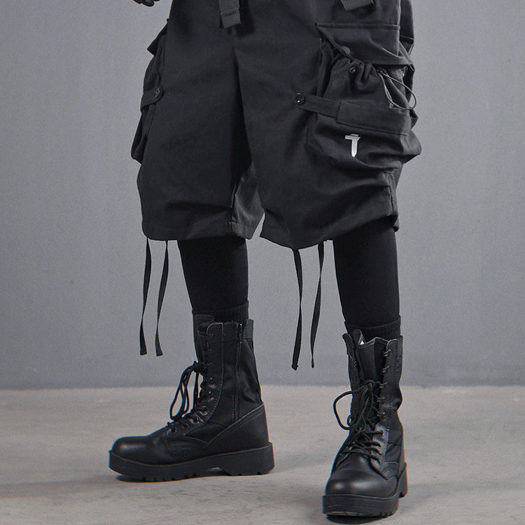 Mechanical Style Ribbon Loose Leisure Workwear Shorts
