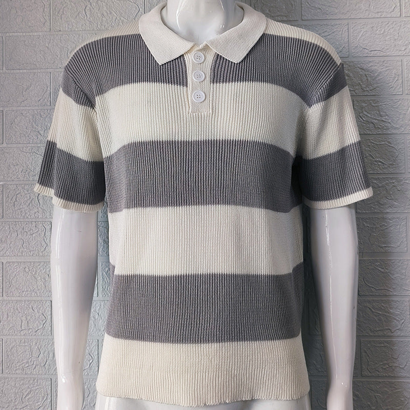 Men's Spliced Match Color Slim T-Shirt – European & American Style