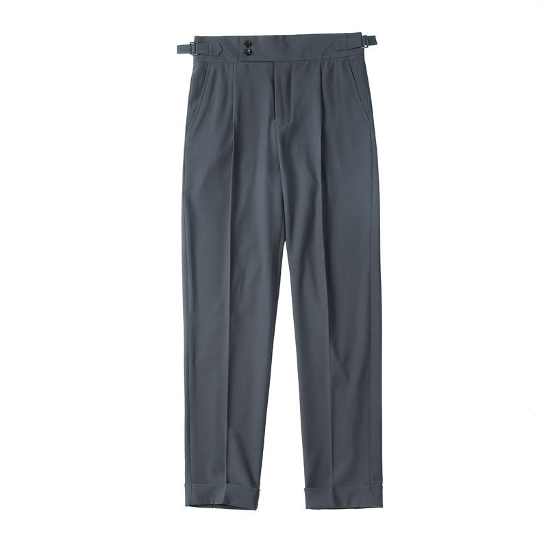 Men's Slim-Fit Solid Straight Trousers – Minimalist Style for Everyday Sophistication