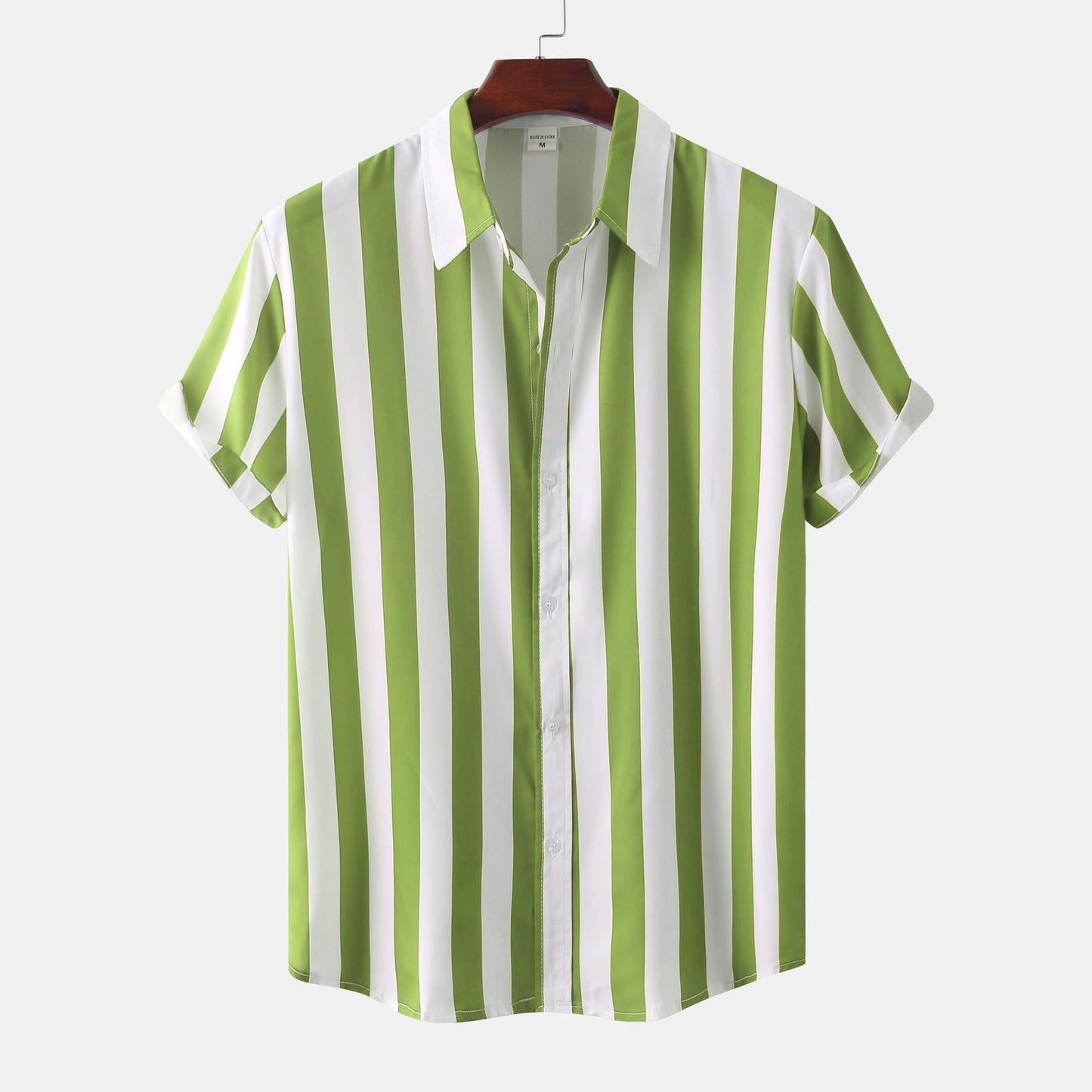 Men’s 3D Printed Short Sleeve Turn-Down Collar Shirt – Loose Fit Cotton Blend