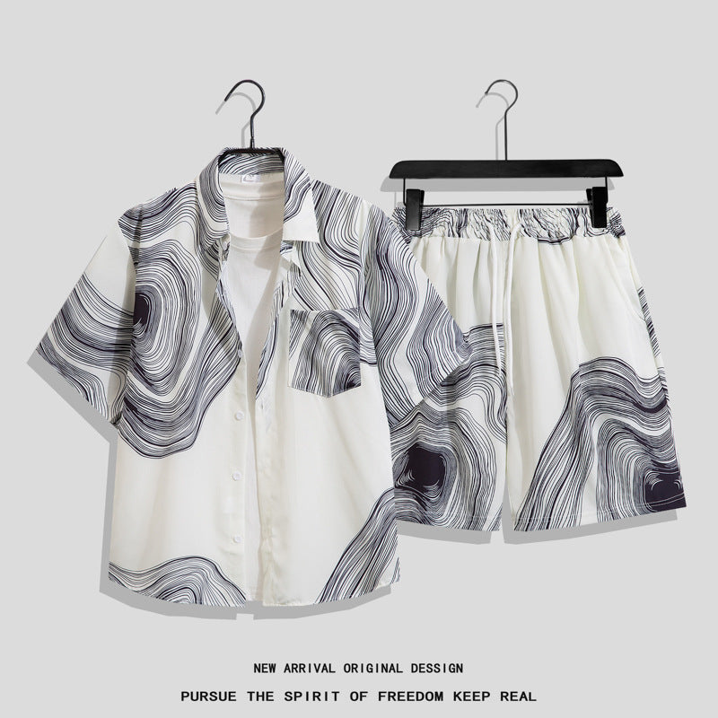 Men’s Hong Kong-Style Retro Printed Short-Sleeve Shirt – Bold & Nostalgic