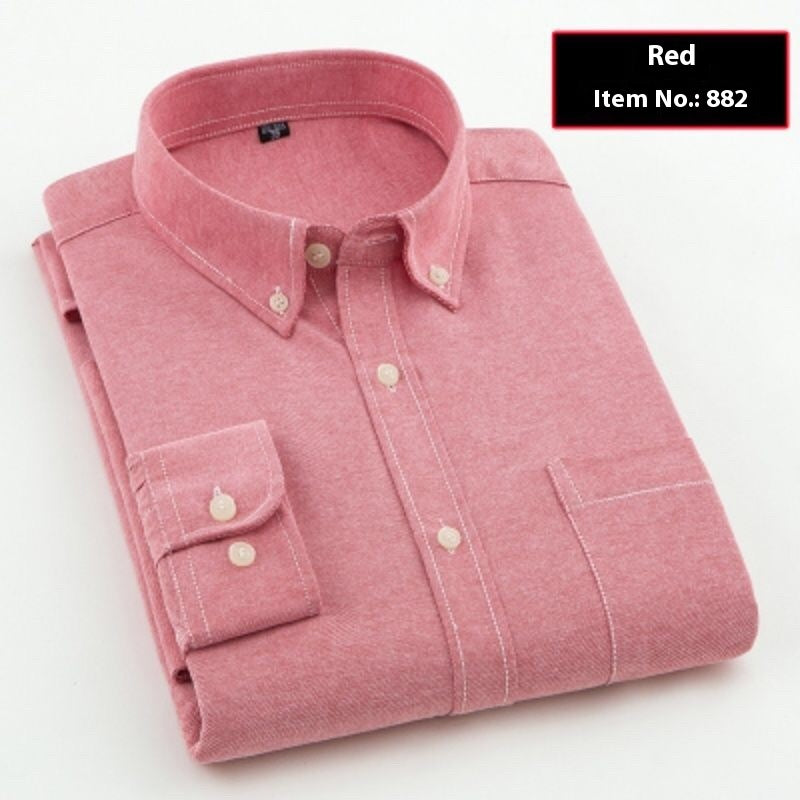 Men’s Pure-Color Oxford Slim Fit Shirt – Youth & Middle-Aged Business Casual