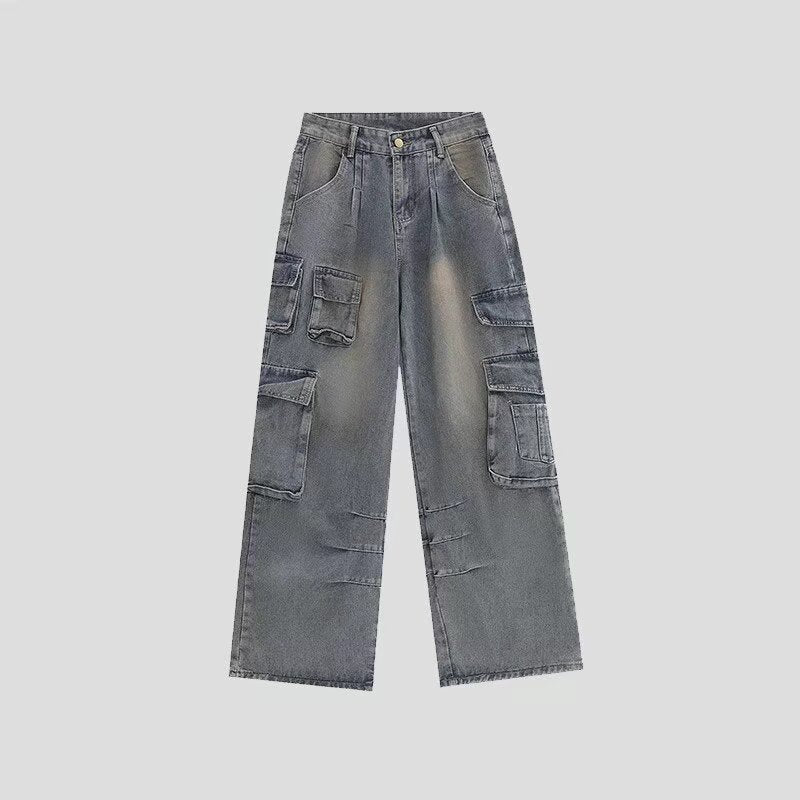 Men's American Retro Multi-Pocket Cargo Jeans – Straight Fit Streetwear