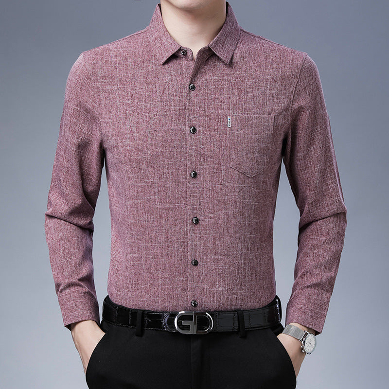 Men’s Linen-Like Casual Long-Sleeve Shirt – Lightweight Spring Style