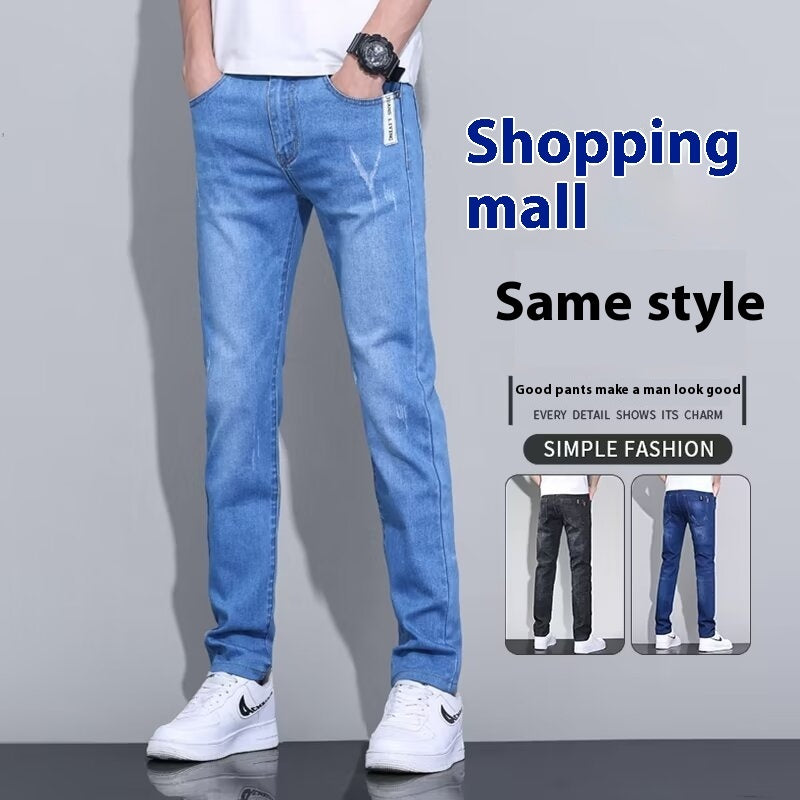 Men’s Slim Fit Washed Blue Jeans – All-Season Stylish Comfort