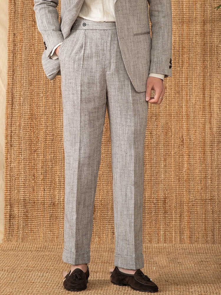 Men’s Cotton-Linen Breathable Straight Pants – High Waist Casual Summer Trousers | NYLIXA