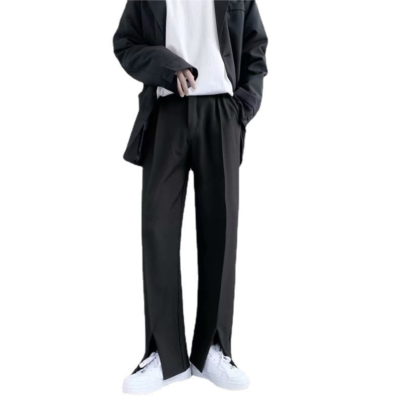 Straight-Leg Slacks – Flared Pants with Mopping Slits