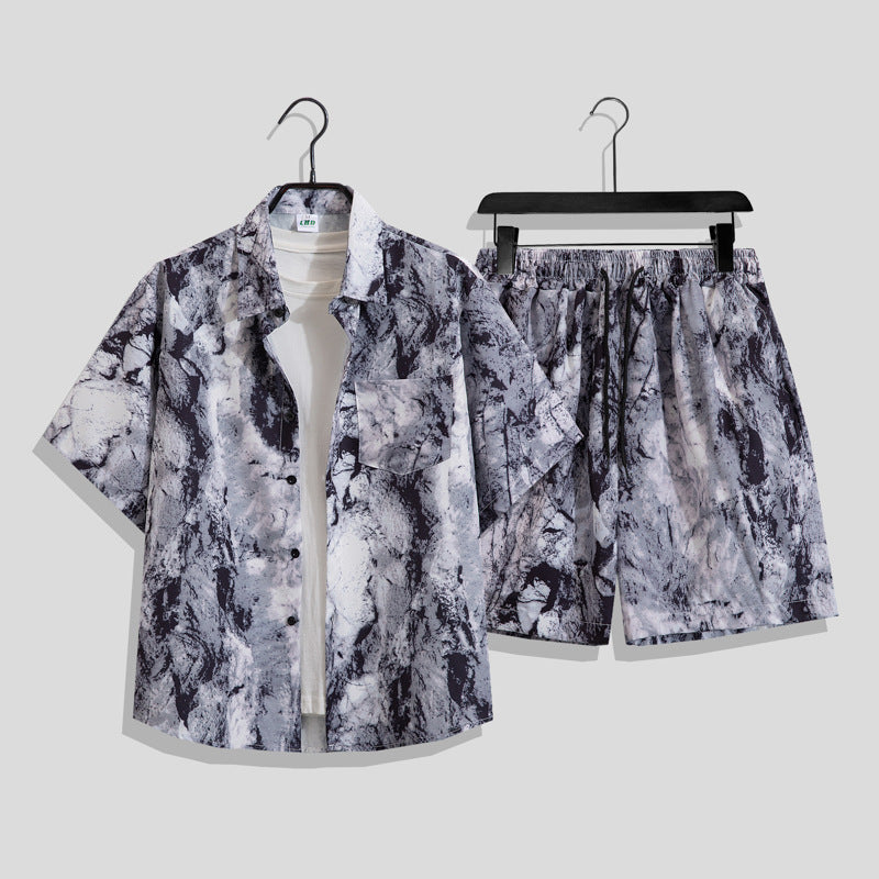 Men’s Hong Kong-Style Retro Printed Short-Sleeve Shirt – Bold & Nostalgic