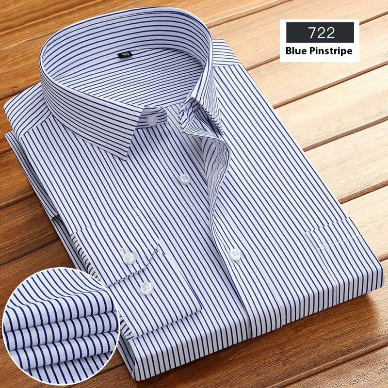 Men’s New Striped Long-Sleeve Business Shirt – Spring & Autumn Classic