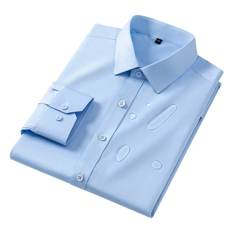 Men’s Seamless Three-Proof Long-Sleeve Shirt – Waterproof, Anti-Oil & Anti-Wrinkle