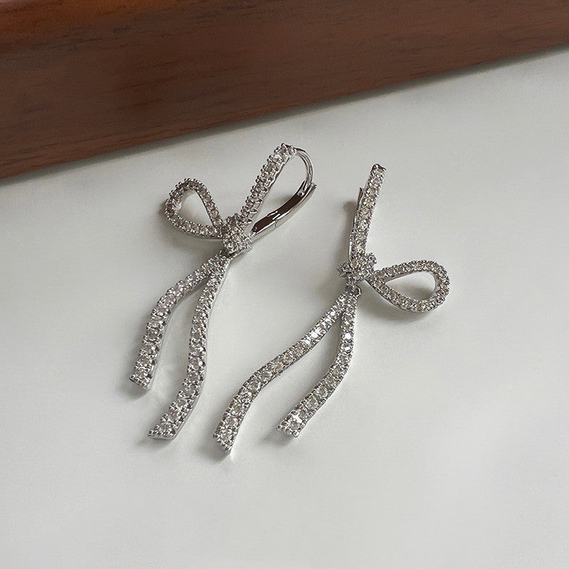 French Style Full Zirconium Bow Ear Clip Without Pierced Mosquito Coil