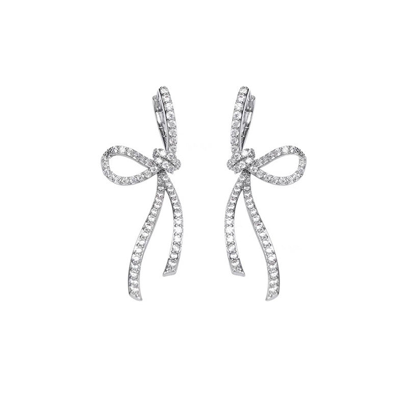 French Style Full Zirconium Bow Ear Clip Without Pierced Mosquito Coil