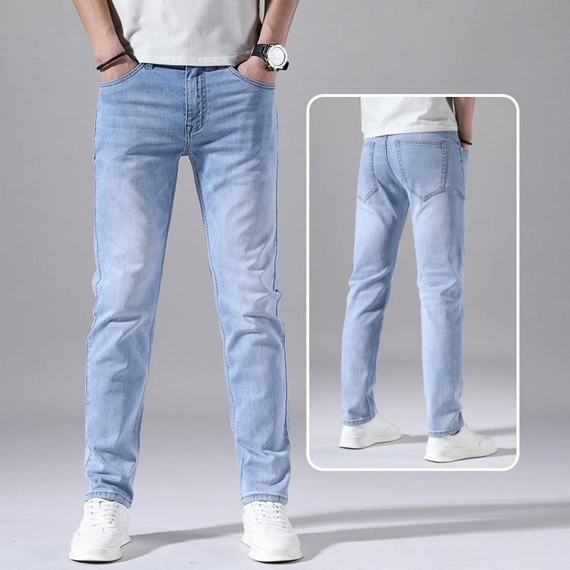 Men’s Retro Thin Straight-Leg Jeans – Lightweight & Laid-Back Comfort