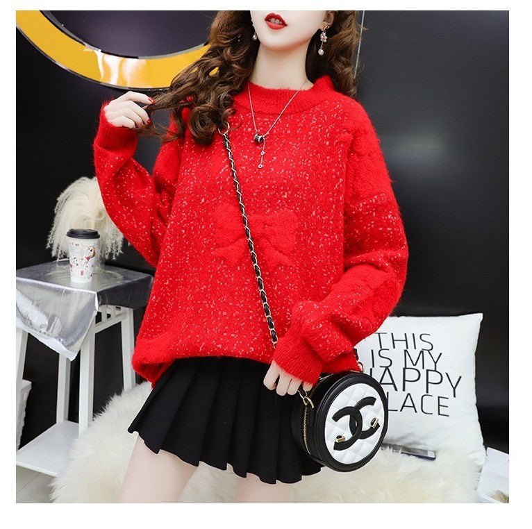 Fashion Lazy Solid Color Round Neck Loose Sweater Women