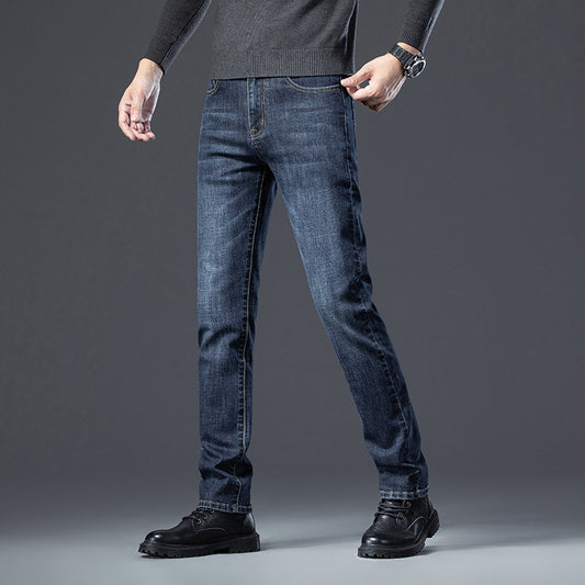 Men’s Fleece-Lined Slim Straight Jeans – Warm & Stylish Winter Essential