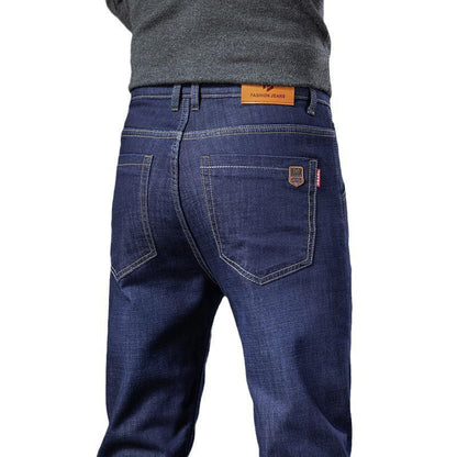 Men’s Fleece-Lined Thick Loose Fit Straight Trousers – Winter Warm Casual Pants