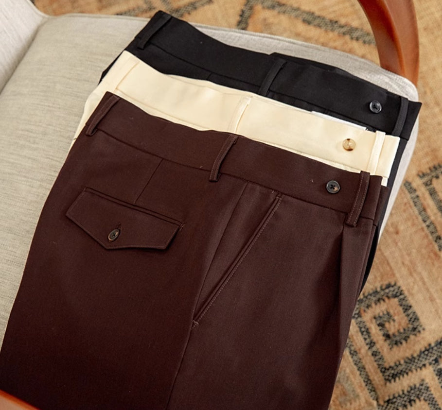 High Waist Baggy Straight Trousers for Men – Gentry Style, Wrinkle-Free Comfort | NYLIXA