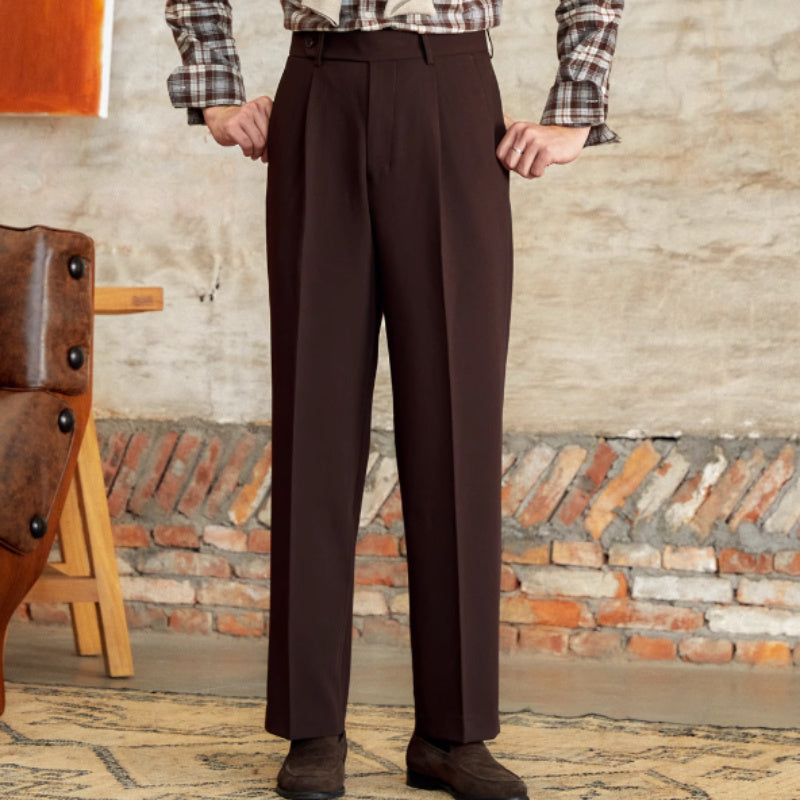 High Waist Baggy Straight Trousers for Men – Gentry Style, Wrinkle-Free Comfort | NYLIXA