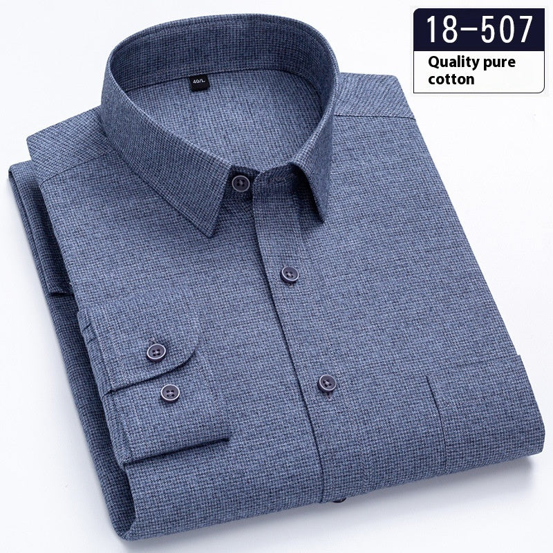 Men’s Solid-Color Long-Sleeve Pocket Business Shirt – Lightweight and Sleek