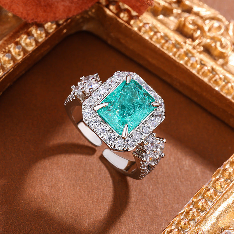 Artificial Princess Emerald Tourmaline Temperament Open Female Ring