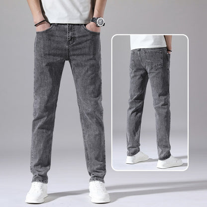 Men’s Retro Thin Straight-Leg Jeans – Lightweight & Laid-Back Comfort
