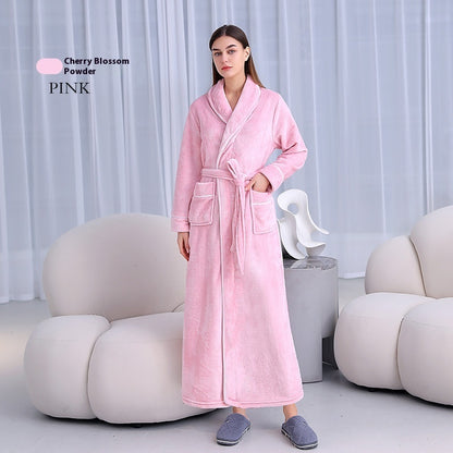 Extended Autumn And Winter Coral Fleece Bathrobe