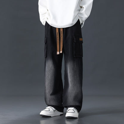 Men's Loose Fit Gradient Washed Wide-Leg Jeans – Draped Streetwear Denim