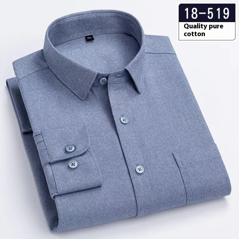 Men’s Solid-Color Long-Sleeve Pocket Business Shirt – Lightweight and Sleek