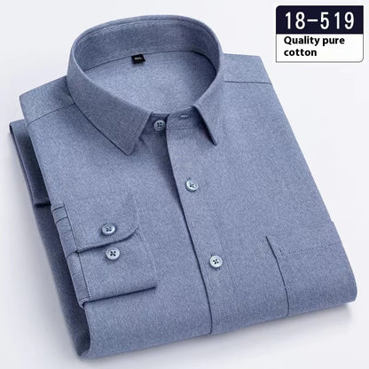Men’s Solid-Color Long-Sleeve Pocket Business Shirt – Lightweight and Sleek