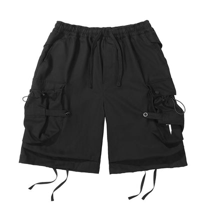 Mechanical Style Ribbon Loose Leisure Workwear Shorts