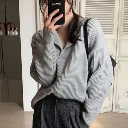 Cardigan Temperament V-neck Thin Stiff Striped Sweater