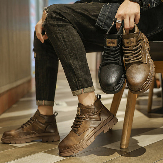 Men’s High-Top Retro Martin Boots – Genuine Leather Workwear