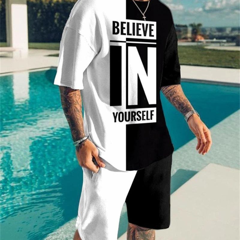 3D Digital Printed T-shirt Men's T-shirt Casual Suit
