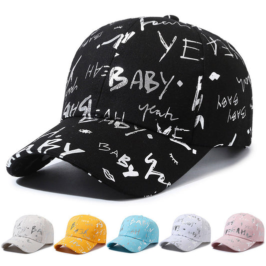 Internet Celebrity Letters Printed Peaked Cap