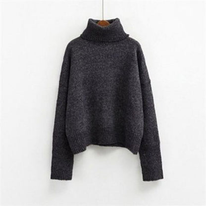Women's Sweater Coat Loose Lazy Thick Thick Thick Thread High Neck Student Pullover Base Sweater